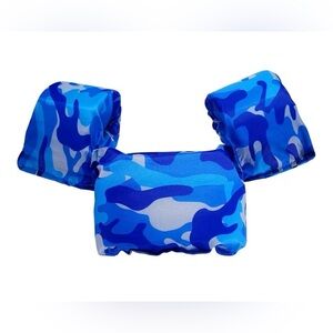 🌊Blue Camo Water/Swim Vest w/ Arm Floaties - Kid’s Small (30-50lbs) - NWT